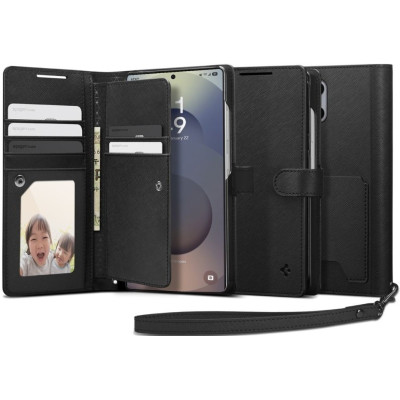Θήκη Samsung Galaxy S25 Ultra Spigen Wallet S Πορτοφόλι με Αποσπώμενο Λουράκι Χειρός - Black (ACS09124)