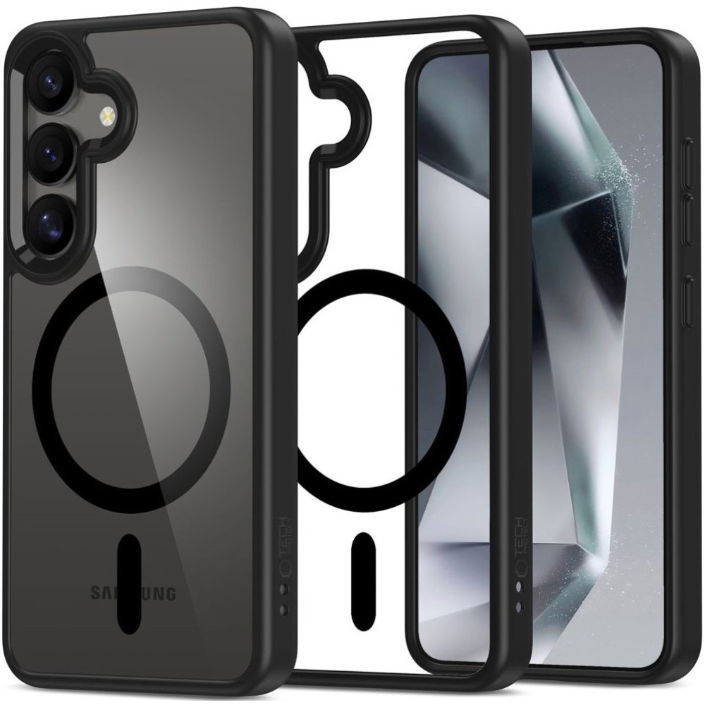 Θήκη Samsung Galaxy S25 Tech-Protect MagMat Σκληρή Διάφανη με MagSafe - Black / Clear (5906302322725)