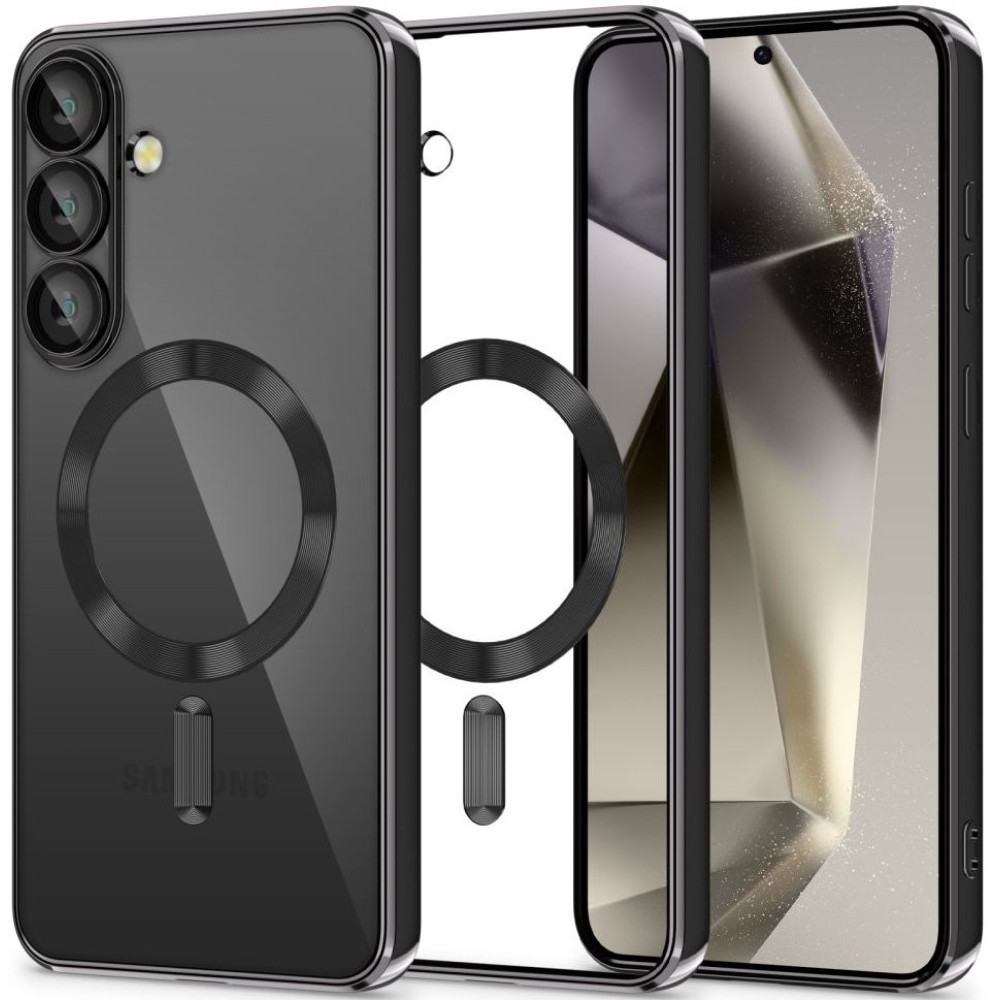 Θήκη Samsung Galaxy S25 Plus Tech-Protect MagFlex Διάφανη Σιλικόνης με MagSafe - Shiny Black (5906302360482)