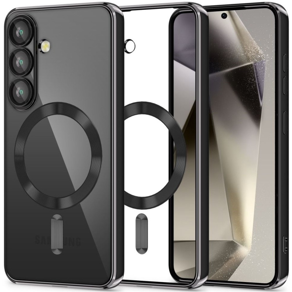 Θήκη Samsung Galaxy S25 Tech-Protect MagFlex Διάφανη Σιλικόνης με MagSafe - Shiny Black (5906302360055)