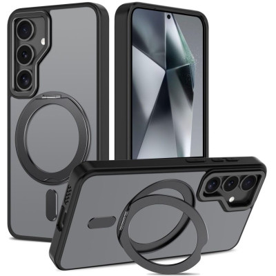 Θήκη Samsung Galaxy S25 Tech-Protect MagRing Σκληρή Ημιδιάφανη με MagSafe & KickStand - Matte Black (5906302322138)