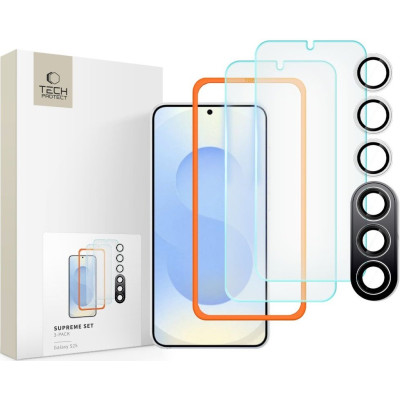 Tempered Glass Samsung Galaxy S25 Tech-Protect Supreme Set με 2 x Αντιχαρακτικά Γυαλιά Προστασίας Οθόνης και 1 x Κάμερας - Clear (5906302322053)