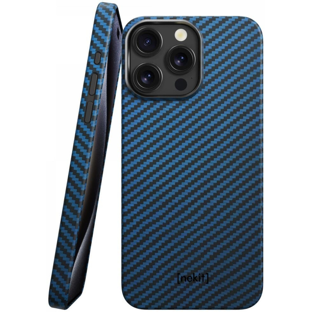 Θήκη iPhone 15 Pro Max Nekit Fiber Σκληρή με MagSafe Aramid Fiber 1mm 1500D Kevlar - Blue (8719246469596)