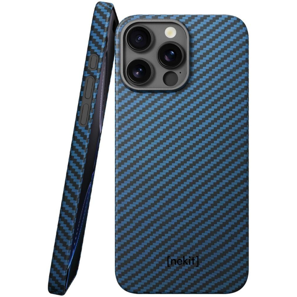 Θήκη iPhone 16 Pro Max Nekit Fiber Σκληρή με MagSafe Aramid Fiber 1mm 1500D Kevlar - Blue (8719246469558)
