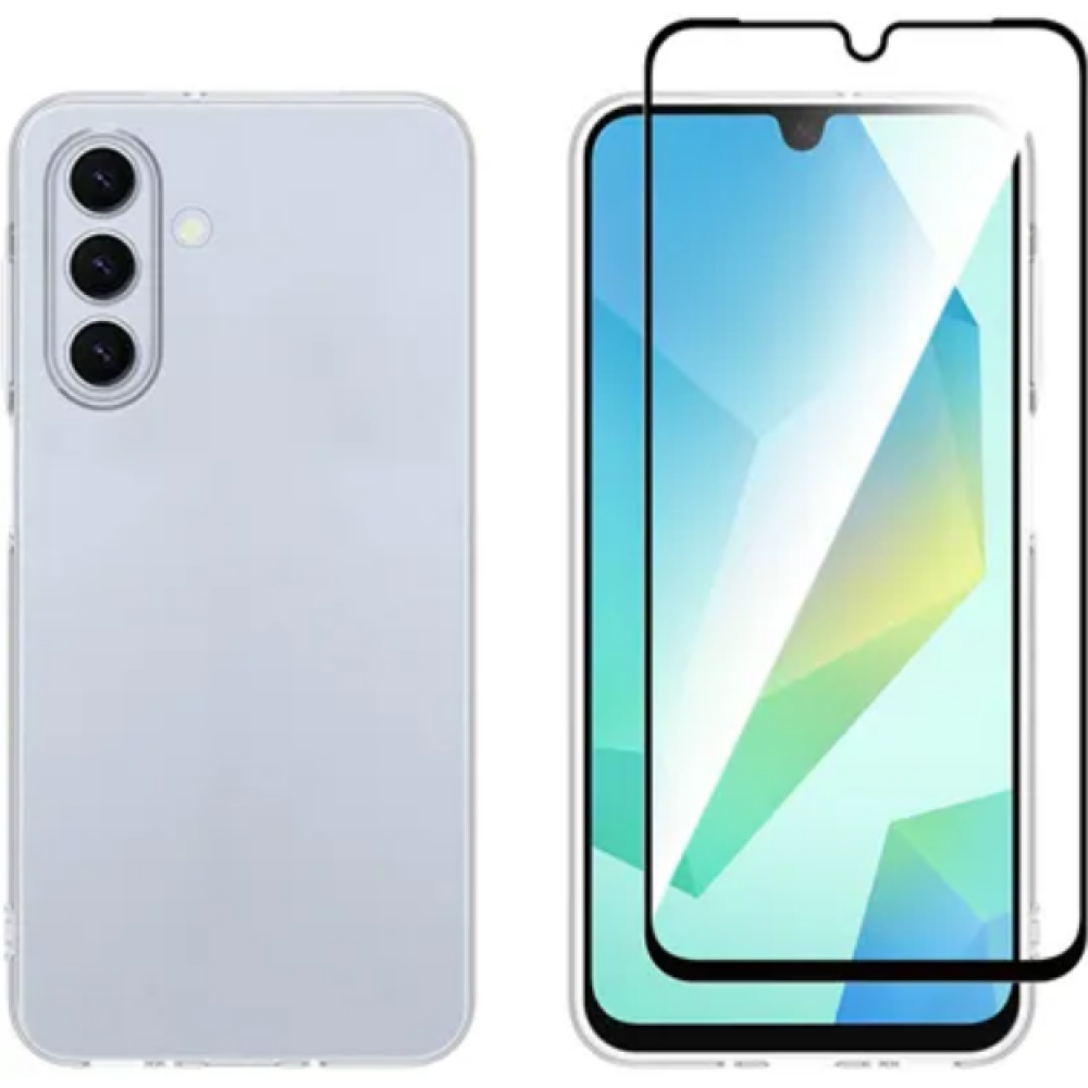 Θήκη & Tempered Glass Samsung Galaxy A26 Vivid Set Gelly Case Σετ Διάφανη Σιλικόνης & Full Face Αντιχαρακτικό Γυαλί Προστασίας Οθόνης - Transparent / Black (VIGELLY447GLASSBK)