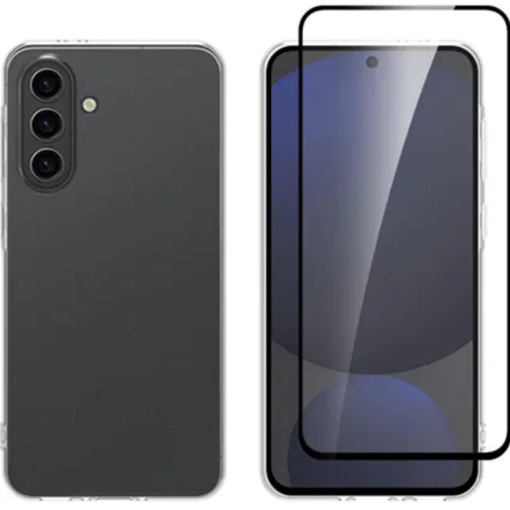 Θήκη & Tempered Glass Samsung Galaxy A36 Vivid Set Gelly Case Σετ Διάφανη Σιλικόνης & Full Face Αντιχαρακτικό Γυαλί Προστασίας Οθόνης - Transparent / Black (VIGELLY445GLASSBK)