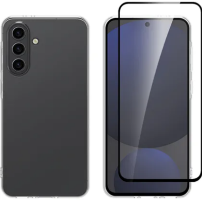 Θήκη & Tempered Glass Samsung Galaxy A36 Vivid Set Gelly Case Σετ Διάφανη Σιλικόνης & Full Face Αντιχαρακτικό Γυαλί Προστασίας Οθόνης - Transparent / Black (VIGELLY445GLASSBK)