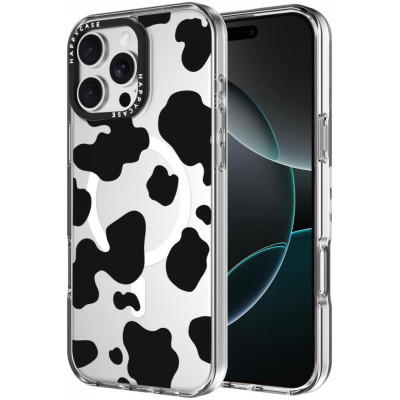 Θήκη iPhone 16 Pro HappyCase Joy Διάφανη Σκληρή με MagSafe - Spotty Cow (8719246462320)