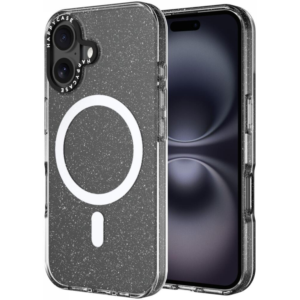Θήκη iPhone 16 HappyCase Joy Διάφανη Σκληρή με MagSafe - Sparkle Glitter (8719246462245)