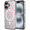 Θήκη iPhone 16 HappyCase Joy Διάφανη Σκληρή με MagSafe - Love Hearts (8719246462191)