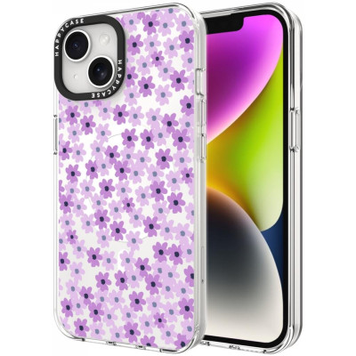 Θήκη iPhone 14 / 13 HappyCase Joy Διάφανη Σκληρή με MagSafe - Purple Floral (8719246466953)