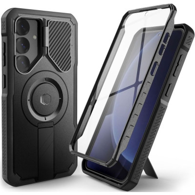 Θήκη Samsung Galaxy S25 Tech-Protect Kevlar MagSafe Plus Full Body 360° με KickStand / Κάλυμμα Κάμερας & MagSafe - Black (5906302322107)