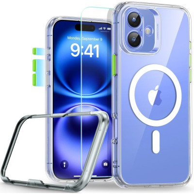 Θήκη & Tempered Glass iPhone 16 ESR Classic Pro Set Ανθεκτική με MagSafe / Εναλλάξιμα Κουμπιά & Αντιχαρακτικό Γυαλί Προστασίας Οθόνης - Clear (4894240221952)