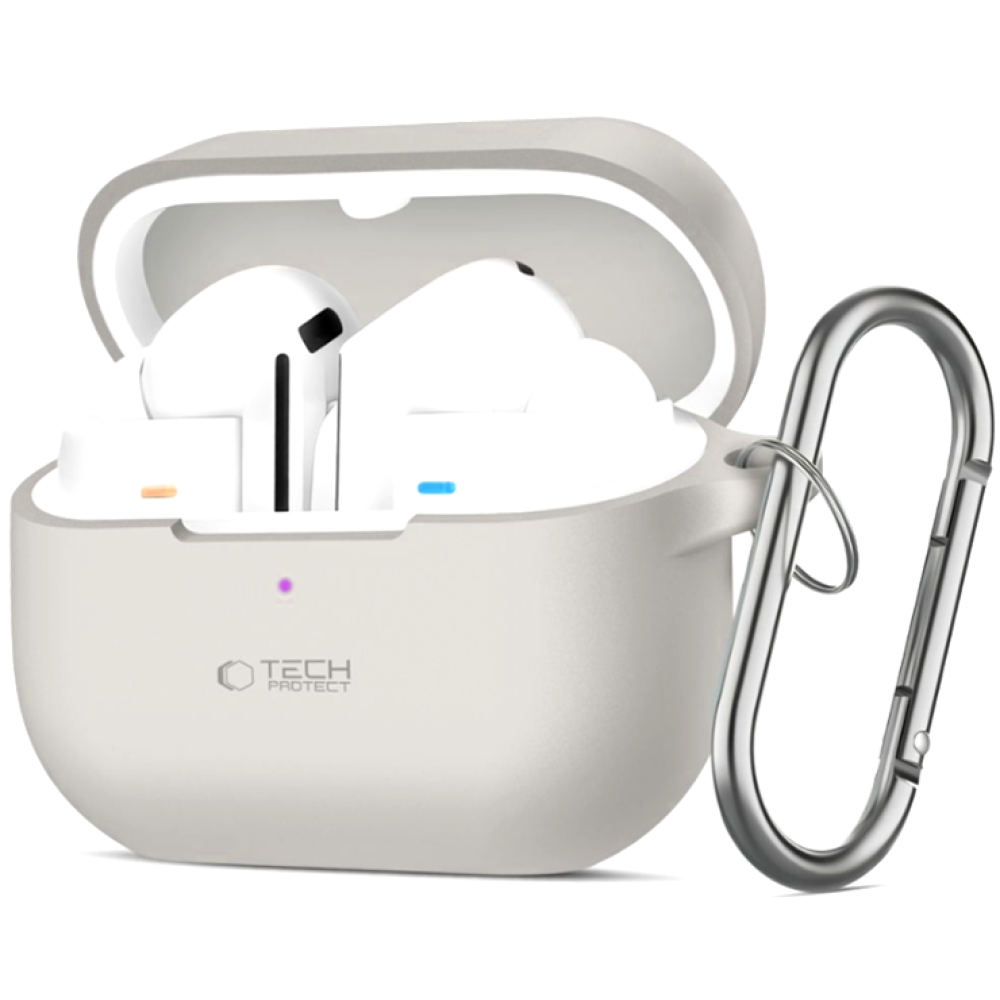 Θήκη Samsung Galaxy Buds 3 / 3 Pro Tech-Protect Silicone Hook Σιλικόνης - Crayon Grey (5906302313747)