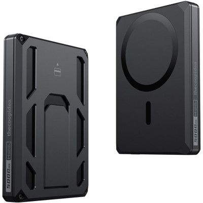 PowerBank Veger X5 6 in 1 W0582 με Ασύρματη Φόρτιση MagSafe 15W / RFID Πορτοφόλι MagSafe & KickStand 1 x Type-C 20W 5.000mAh - Black (6970453550008)