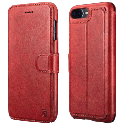 Θήκη iPhone 8 Plus / 7 Plus iCarer Detachable 2 in 1 Wallet & Back Cover Δερμάτινο Πορτοφόλι 2 σε 1 - Red (RIP7015-RD)
