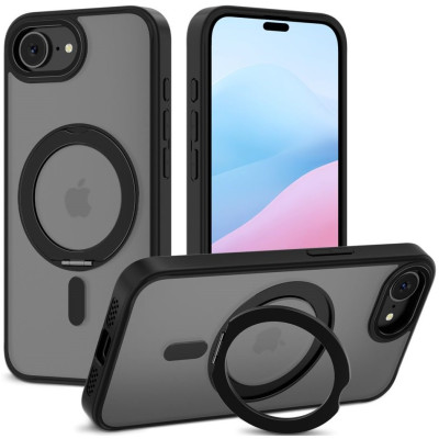 Θήκη iPhone 16e Tech-Protect MagRing Σκληρή Ημιδιάφανη με MagSafe & KickStand - Matte Black (5906302360338)
