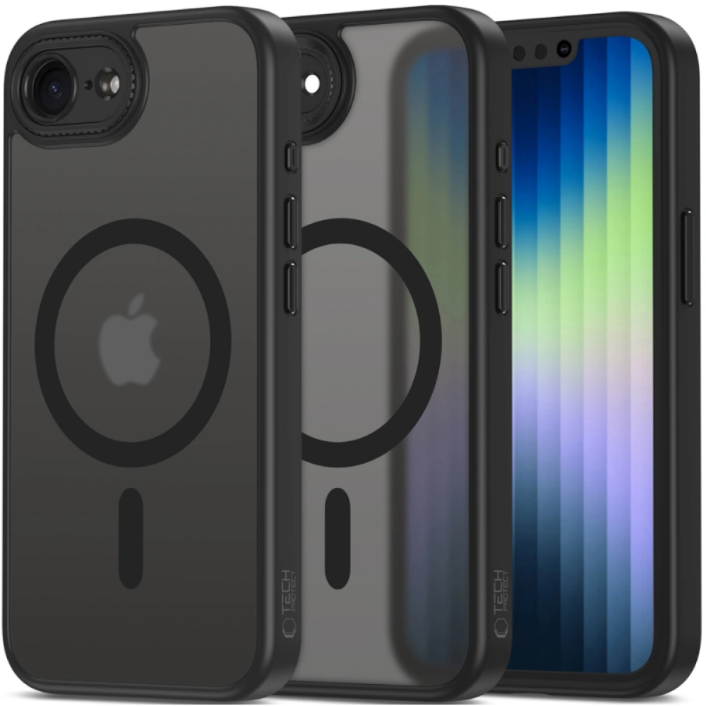 Θήκη iPhone 16e Tech-Protect MagCam Σκληρή Ημιδιάφανη με MagSafe & Πλαίσιο Κάμερας - Matte Black (5906302360390)