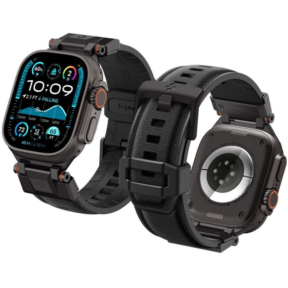 Λουράκι Apple Watch Ultra/SE/11/10/9/8/7/6/5/4 (49/46/45/44mm) Spigen DuraPro Armor Σιλικόνης - Black Edition (AMP09229)
