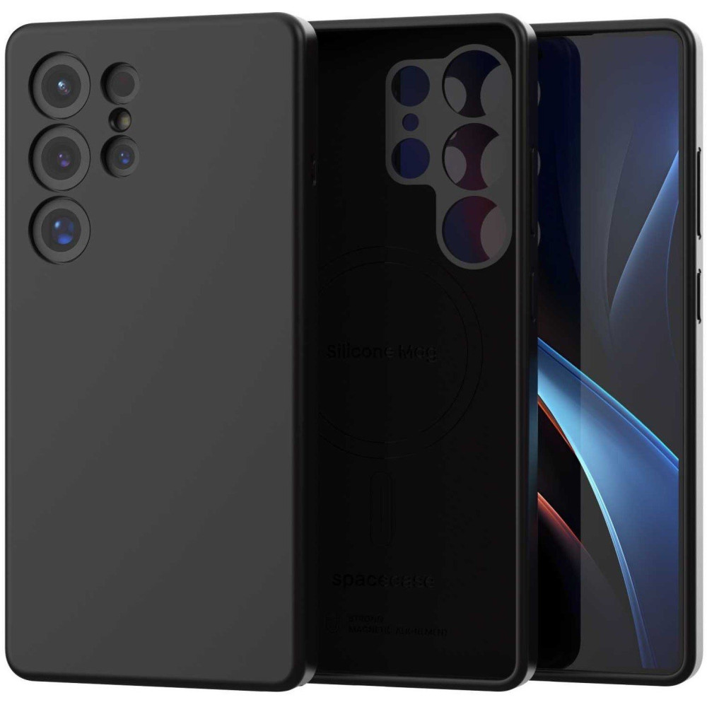 Θήκη Samsung Galaxy S25 Ultra Spacecase Silicone Magnetic Case Σιλικόνης με MagSafe - Black (5905719114213)