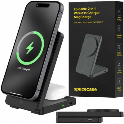 Βάση Ασύρματης Φόρτισης Spacecase WM5B Αναδιπλούμενη MagSafe για iPhone 16 / 15 / 14 / 13 / 12 / AirPods 15W - Black (5905719114350)