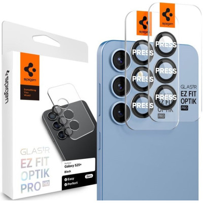 Tempered Glass Samsung Galaxy S25 Plus Spigen GLAS.tR EZ Fit OPTIK Pro HD Camera Lens Protector Αντιχαρακτικό Γυαλί Προστασίας για Φακό Κάμερας 2 Τεμάχια - Black (AGL09088)