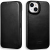 Θήκη iPhone 14 iCarer Curved Edge Leather Folio with Magsafe Δερμάτινη Flip με MagSafe - Black (KJI14220701-BK)