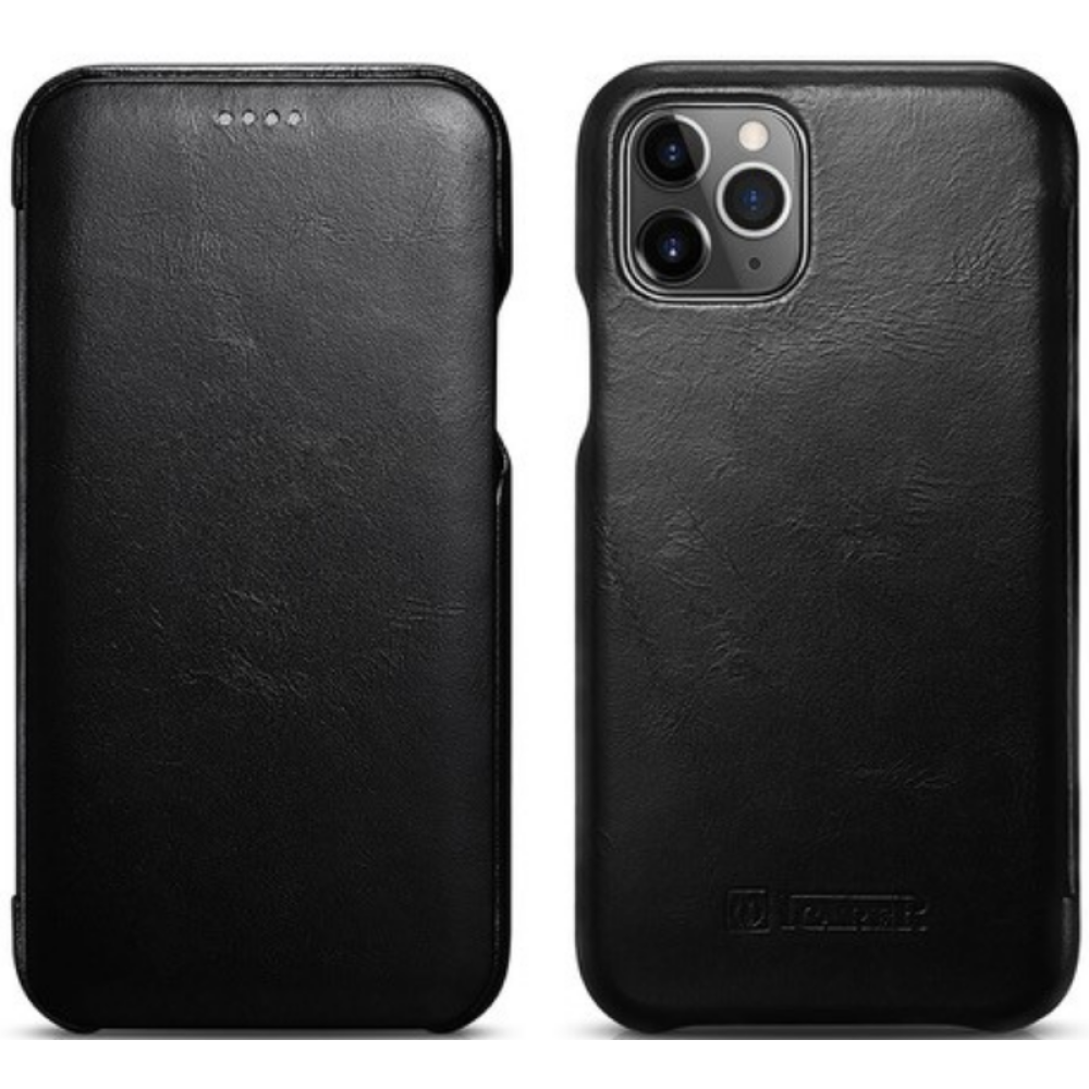 Θήκη iPhone 11 Pro iCarer Vintage Series Curved Edge Δερμάτινη - Black (RIX1101-BK)