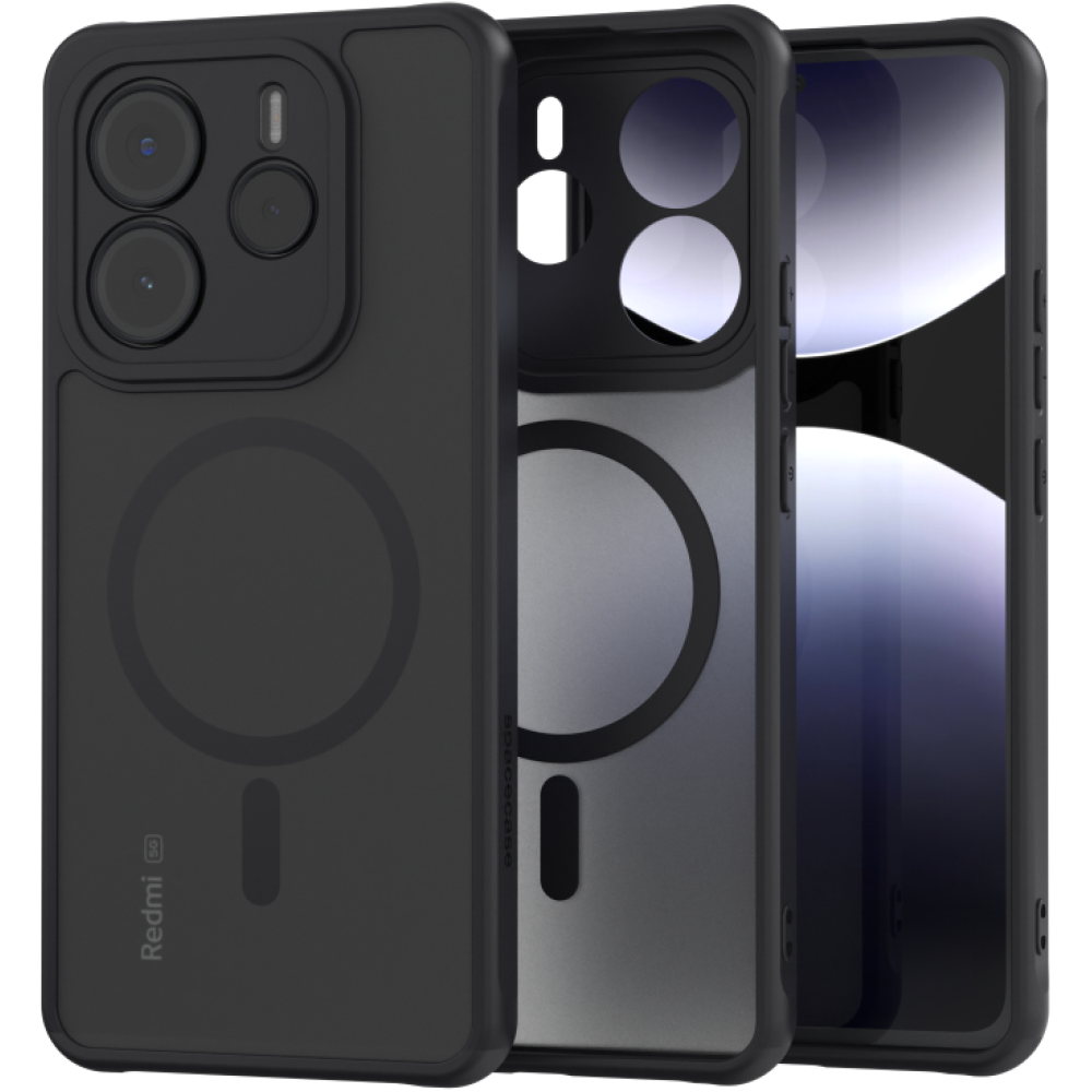 Θήκη Xiaomi Redmi Note 14 5G Spacecase Hybrid MagSafe Σκληρή Ημιδιάφανη με MagSafe - Black (5905719117078)