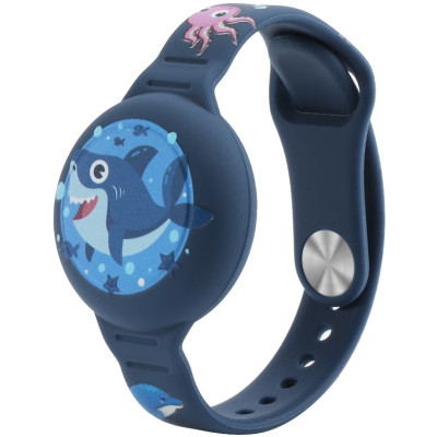 Θήκη AirTag Ofkoz Bracelet Σιλικόνης με Λουράκι Καρπού - Blue / Shark (ATKID-SH)
