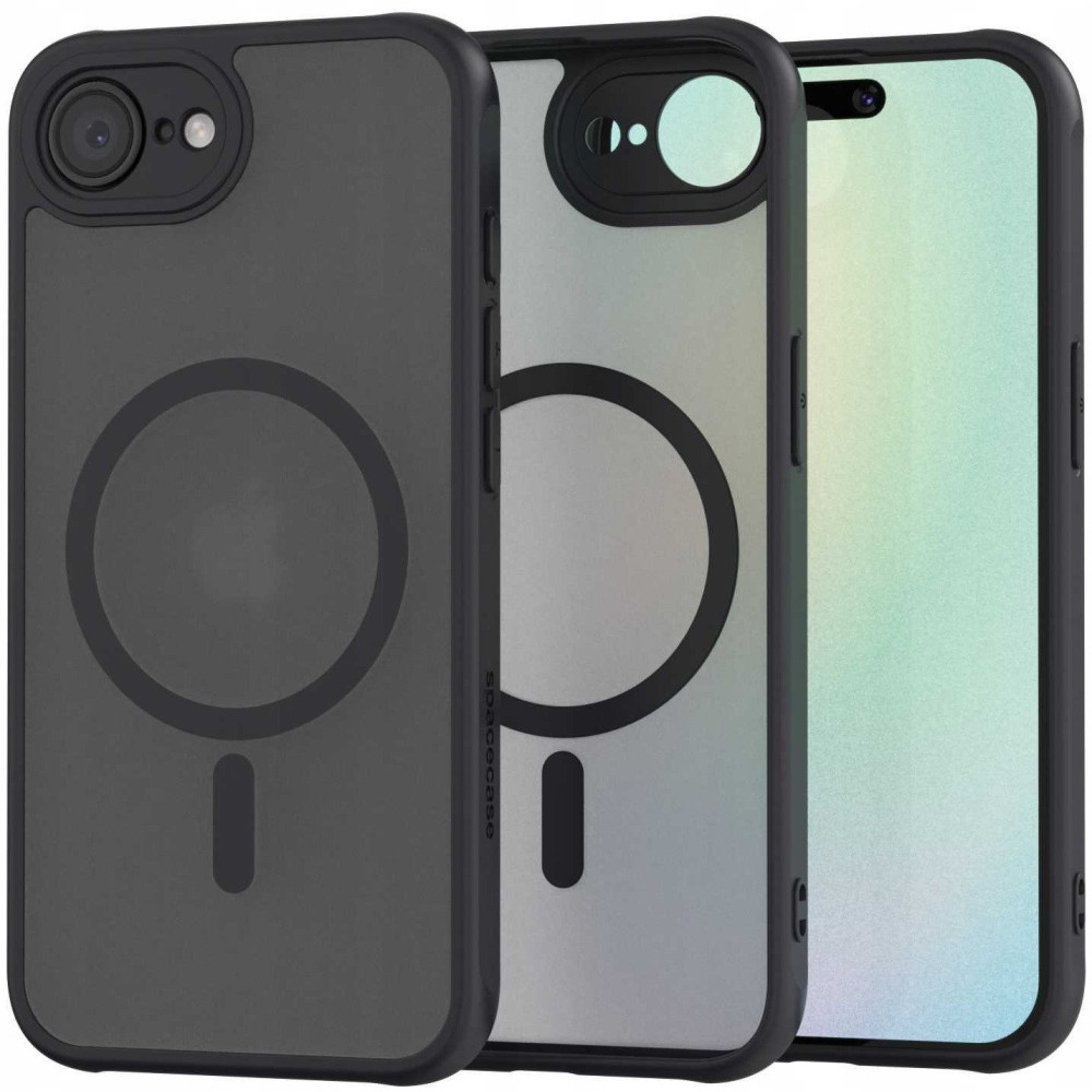 Θήκη iPhone 16e Spacecase Hybrid MagSafe Σκληρή Ημιδιάφανη με MagSafe - Black (5905719117870)