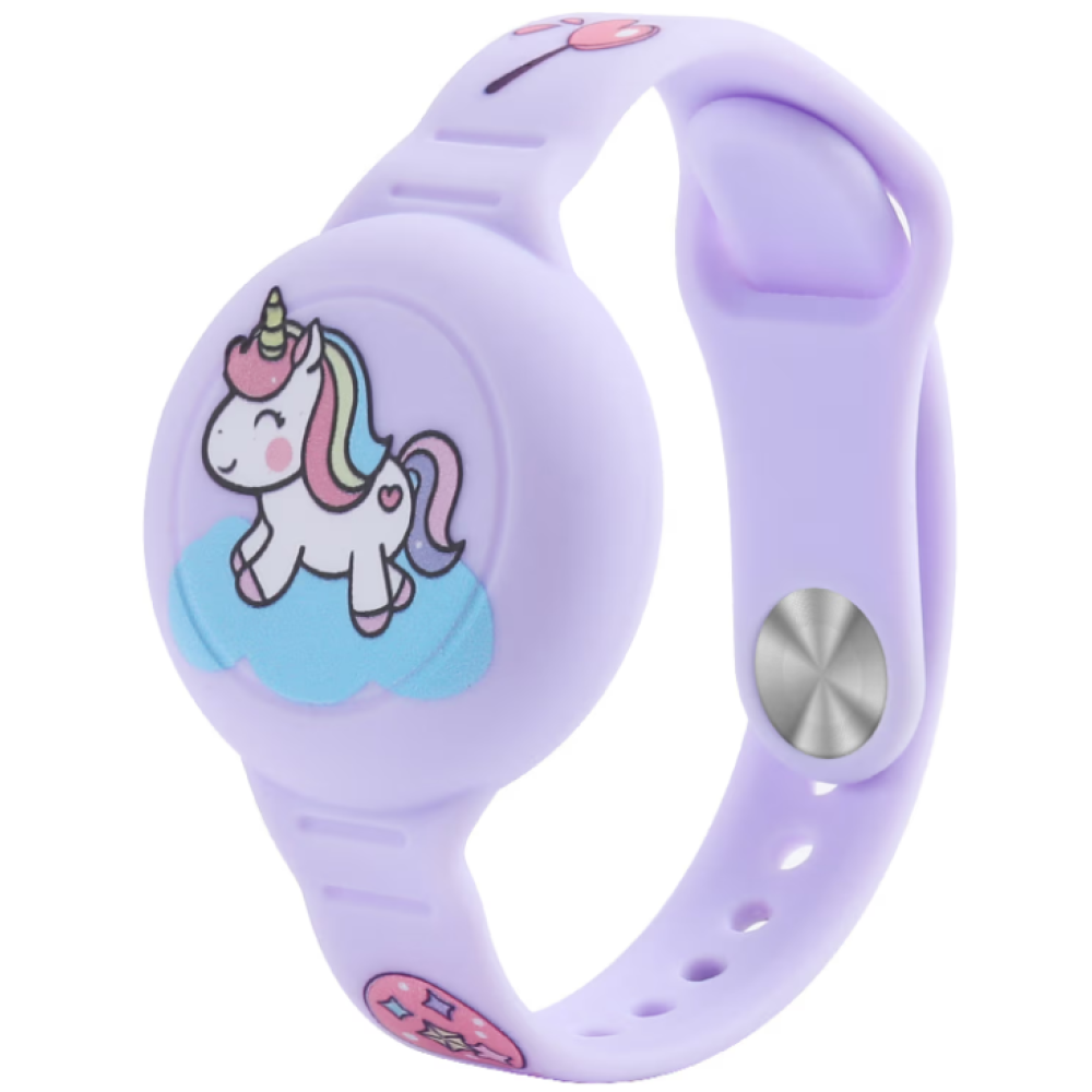 Θήκη AirTag Ofkoz Bracelet Σιλικόνης με Λουράκι Καρπού - Purple / Unicorn (ATKID-UN)