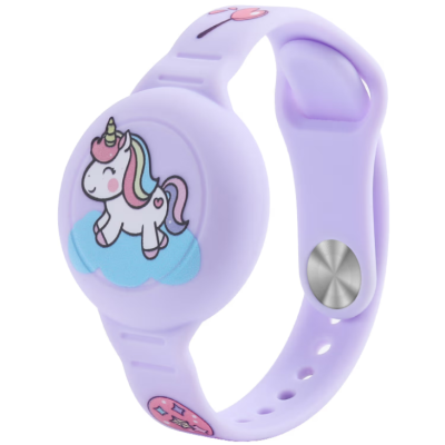 Θήκη AirTag Ofkoz Bracelet Σιλικόνης με Λουράκι Καρπού - Purple / Unicorn (ATKID-UN)