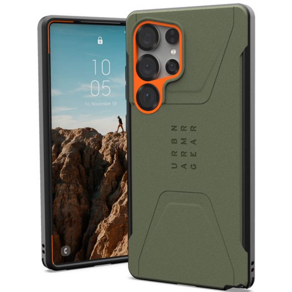 Θήκη Samsung Galaxy S25 Ultra UAG Civilian Ανθεκτική με MagSafe - Olive Drab / Orange (214473117297)