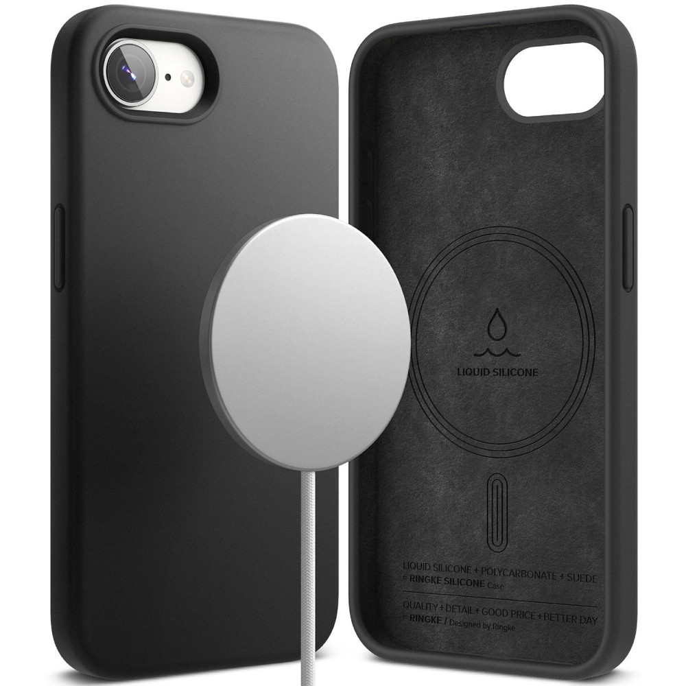Θήκη iPhone 16e Ringke Silicone Magnetic Ανθεκτική Σιλικόνης με MagSafe - Black (8800293852810)