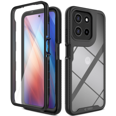 Θήκη Motorola Moto G15 / G15 Power / G05 / E15 Tech-Protect Defense Διάφανη Full Body 360° - Black (5906302361779)