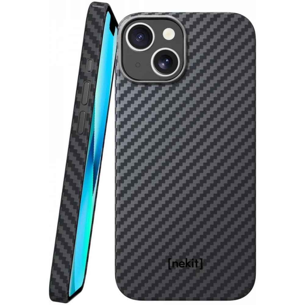 Θήκη iPhone 13 Nekit Fiber Σκληρή με MagSafe Aramid Fiber 1mm 1500D Kevlar - Black (8719246462771)