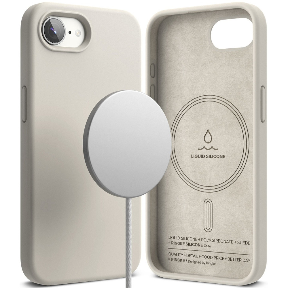 Θήκη iPhone 16e Ringke Silicone Magnetic Ανθεκτική Σιλικόνης με MagSafe - Stone (8800293852841)