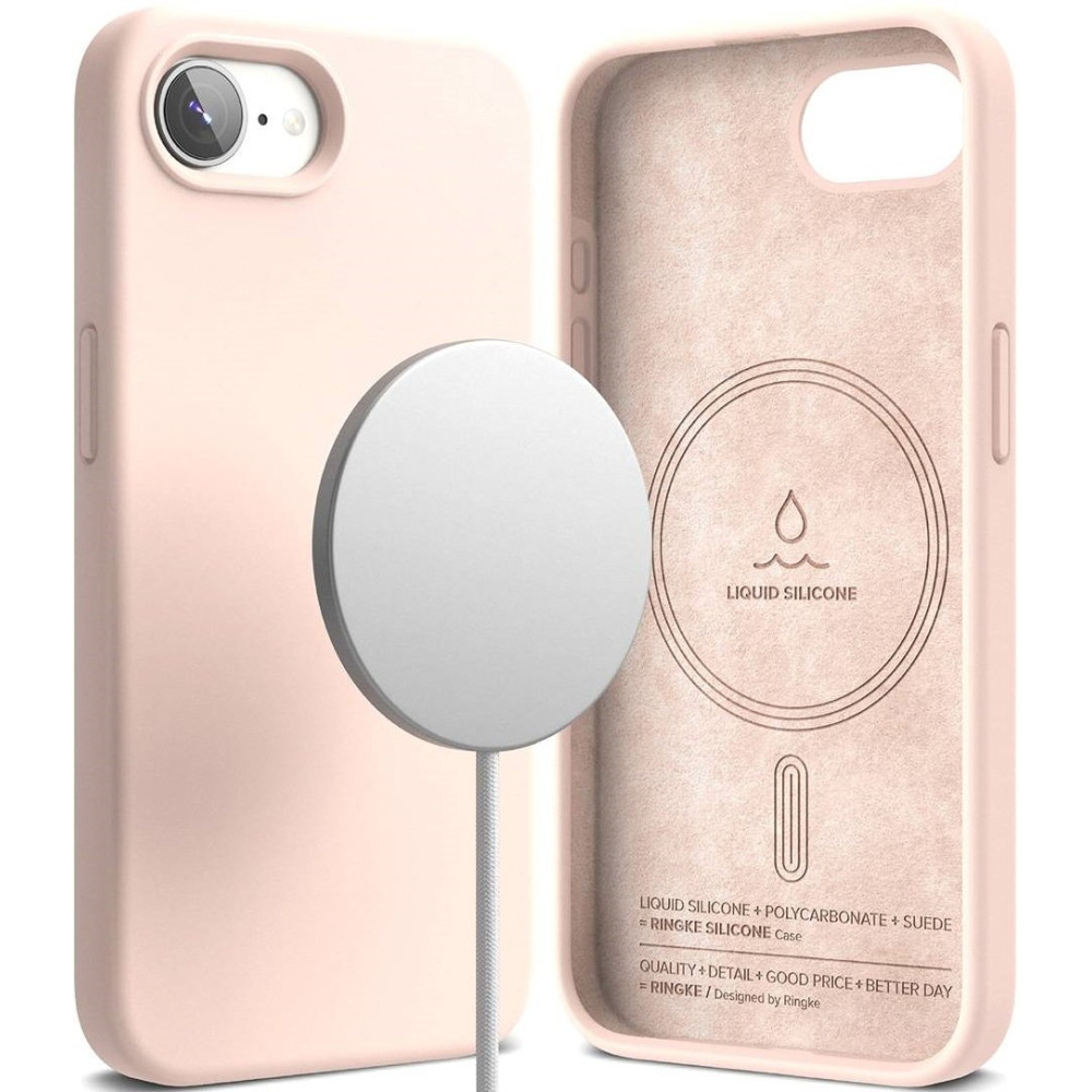 Θήκη iPhone 16e Ringke Silicone Magnetic Ανθεκτική Σιλικόνης με MagSafe - Pink Sand (8800293852872)