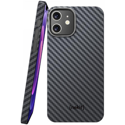 Θήκη iPhone 12 / 12 Pro Nekit Fiber Σκληρή με MagSafe Aramid Fiber 1mm 1500D Kevlar - Black (8719246462764)