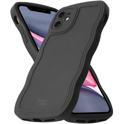 Θήκη iPhone 11 HappyCase Wavy Σιλικόνης - Black (8719246474613)