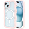 Θήκη iPhone 16e / 15 / 14 / 13 HappyCase Wavy Διάφανη Σκληρή με MagSafe & TPU Bumper - Pink (8719246471469)