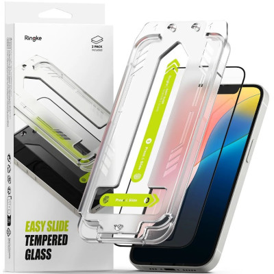 Tempered Glass iPhone 16e / 14 / 13 / 13 Pro Ringke Easy Slide Full Face Αντιχαρακτικό Γυαλί Προστασίας Οθόνης 2 Τεμάχια - Black (8800293852896)