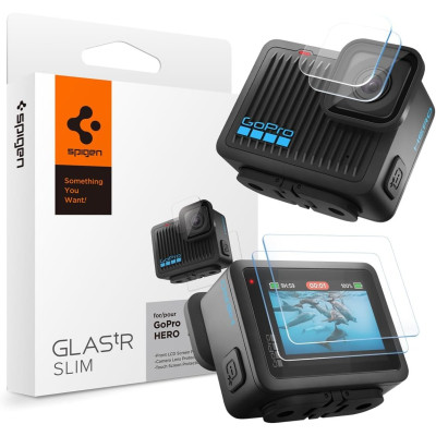 Tempered Glass GoPro Hero 4K Spigen GLAS.tR Slim Premium 2 x Αντιχαρακτικά Γυαλιά Προστασίας Οθόνης Αφής & 2 x για Φακό Κάμερας - Clear (AGL09190)