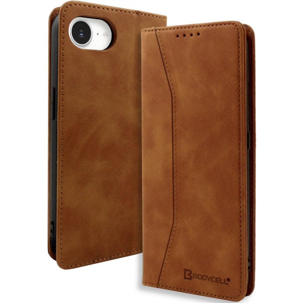Θήκη iPhone 16e Bodycell Book Case Πορτοφόλι - Brown (5206015079863)
