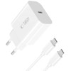 Φορτιστής Tech-Protect NC20W Αντάπτορας με 1 x Type-C 20W & 1 x Καλώδιο Type-C σε Type-C 100cm - White (5906302361588)
