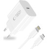 Φορτιστής Tech-Protect NC20W Αντάπτορας με 1 x Type-C 20W & 1 x Καλώδιο Type-C σε Lightning 100cm - White (5906302362899)