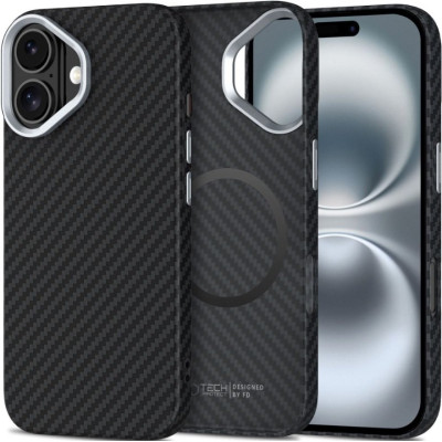 Θήκη iPhone 16 Tech-Protect Ion Carbon Σκληρή με MagSafe - Black / Silver (5906302363292)