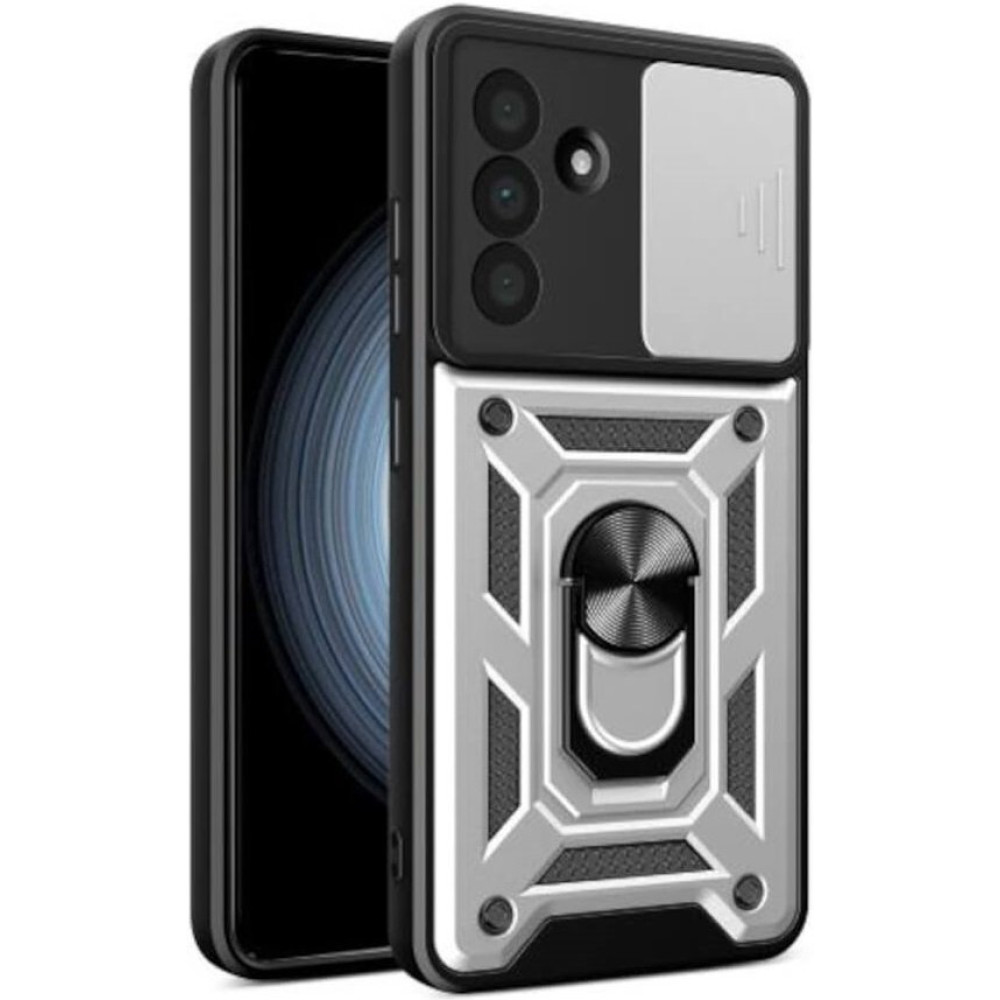 Θήκη Samsung Galaxy A36 Bodycell Armor Slide Ανθεκτική με Κάλυμμα για την Κάμερα & Μεταλλικό Ring Holder - Silver (5206015080906)