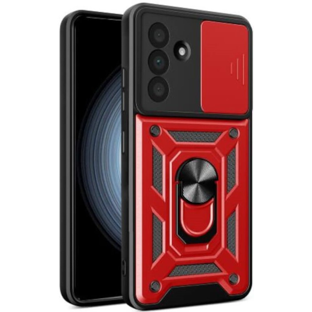 Θήκη Samsung Galaxy A36 Bodycell Armor Slide Ανθεκτική με Κάλυμμα για την Κάμερα & Μεταλλικό Ring Holder - Red (5206015080890)